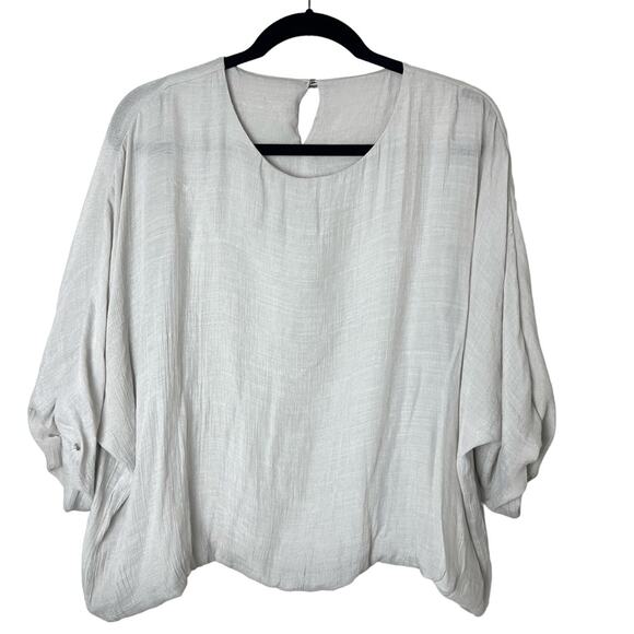 Koibito Misaki Japanese Designer 3/4 Sleeve Blouse Flowy Light Tan - Picture 1 of 7